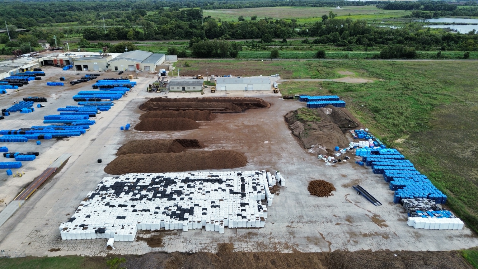 Aerial mapping view of materials and storage areas